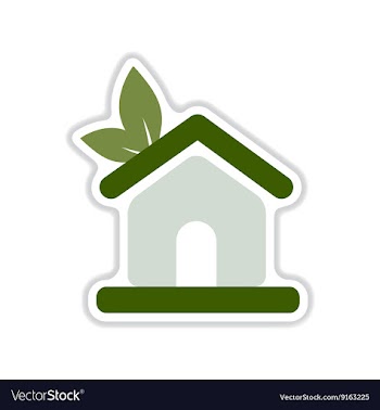 Paper sticker on white background Eco house vector image