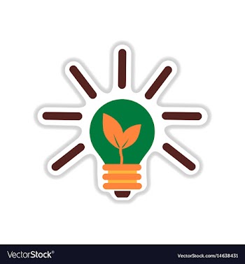 Paper sticker on white background eco light bulb vector image