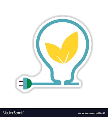 Paper sticker on white background eco light bulb vector image