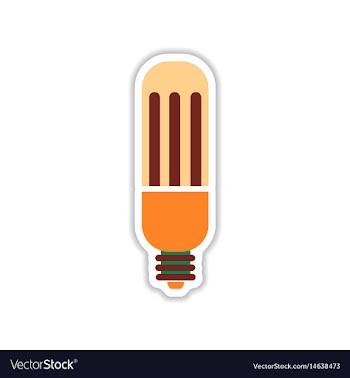 Paper sticker on white background eco light bulb vector image