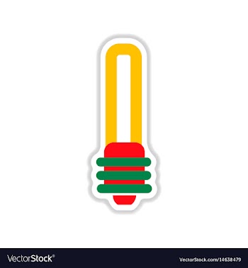 Paper sticker on white background eco light bulb vector image