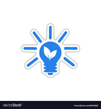 Paper sticker on white background eco light bulb vector image