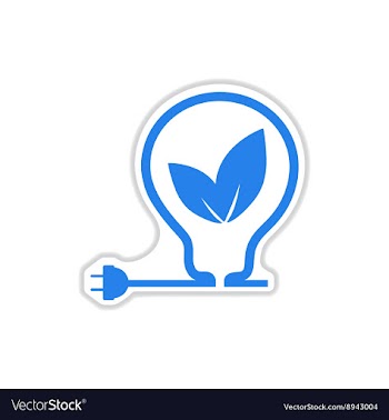Paper sticker on white background eco light bulb vector image
