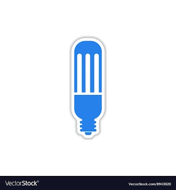Paper sticker on white background eco light bulb vector image