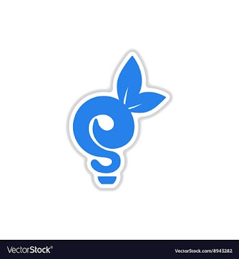 Paper sticker on white background eco light bulb vector image