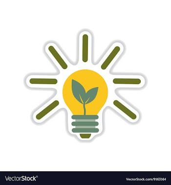 Paper sticker on white background eco light bulb vector image