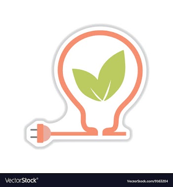 Paper sticker on white background eco light bulb vector image