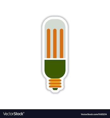 Paper sticker on white background eco light bulb vector image