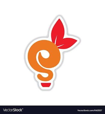 Paper sticker on white background eco light bulb vector image
