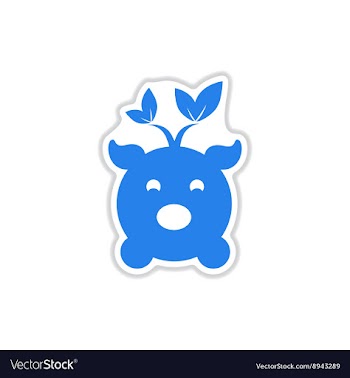 Paper sticker on white background eco pig vector image