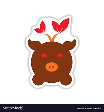 Paper sticker on white background eco pig vector image