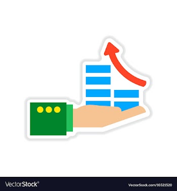 Paper sticker on white background economic graph vector image