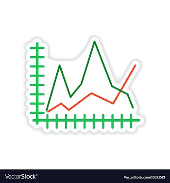 Paper sticker on white background economic graph vector image