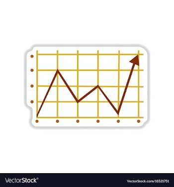 Paper sticker on white background economic graph vector image