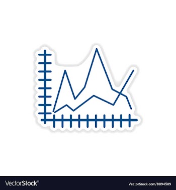Paper sticker on white background economic graph vector image