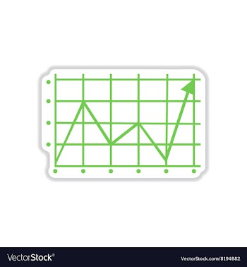 Paper sticker on white background economic graph vector image