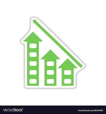Paper sticker on white background economic graph vector image