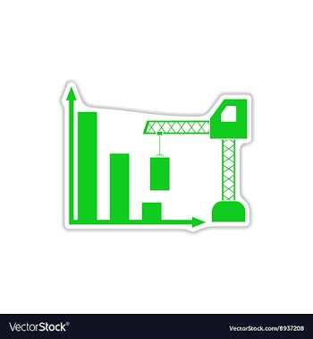 Paper sticker on white background economic graph vector image