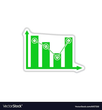 Paper sticker on white background economic graph vector image