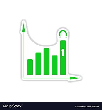 Paper sticker on white background economic graph vector image