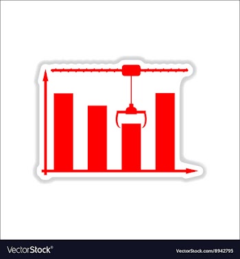 Paper sticker on white background economic graph vector image