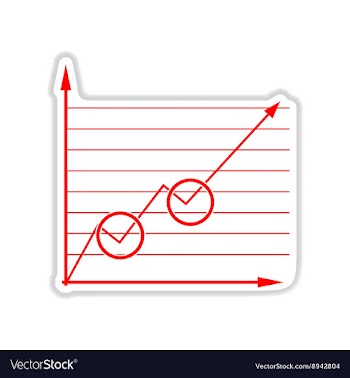 Paper sticker on white background economic graph vector image