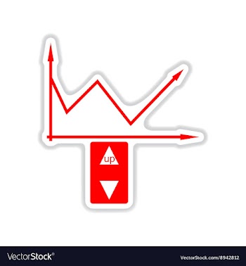 Paper sticker on white background economic graph vector image