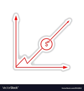 Paper sticker on white background economic graph vector image