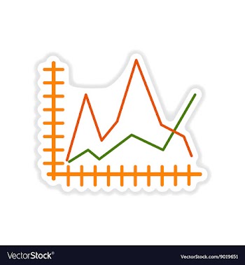 Paper sticker on white background economic graph vector image
