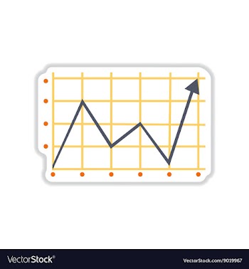Paper sticker on white background economic graph vector image