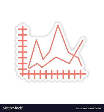 Paper sticker on white background economic graph vector image