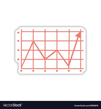 Paper sticker on white background economic graph vector image