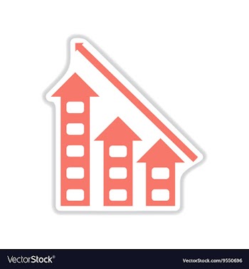 Paper sticker on white background economic graph vector image