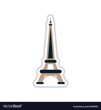 Paper sticker on white background eiffel tower vector image