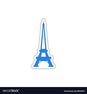 Paper sticker on white background Eiffel Tower vector image