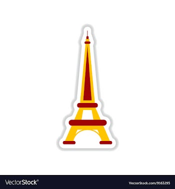 Paper sticker on white background Eiffel Tower vector image