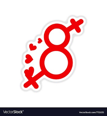 Paper sticker on white background Eight female vector image