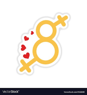 Paper sticker on white background Eight female vector image