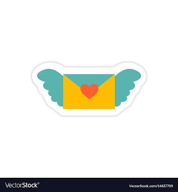Paper sticker on white background envelope wings vector image