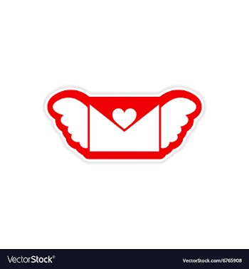 Paper sticker on white background envelope wings vector image