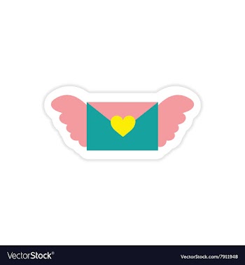 Paper sticker on white background envelope wings vector image
