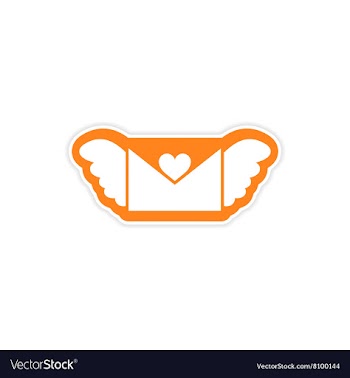 Paper sticker on white background envelope wings vector image