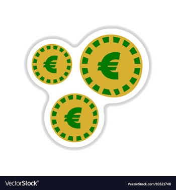 Paper sticker on white background Euro coins vector image