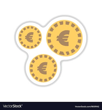Paper sticker on white background Euro coins vector image
