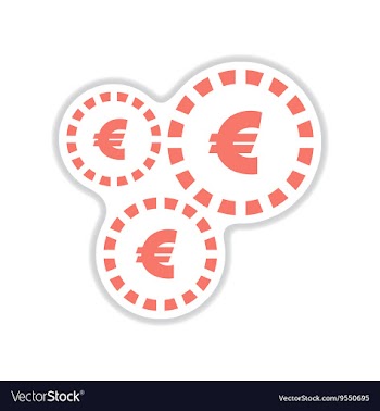 Paper sticker on white background Euro coins vector image
