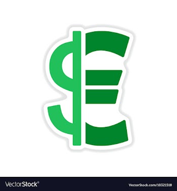 Paper sticker on white background Euro dollar vector image