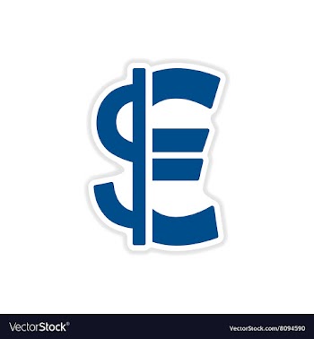 Paper sticker on white background Euro dollar vector image