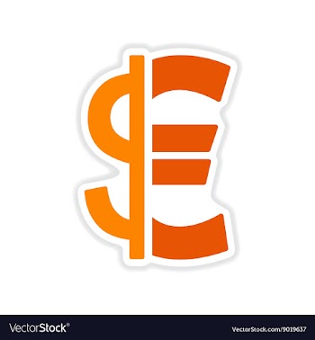 Paper sticker on white background Euro dollar vector image