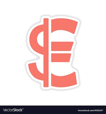 Paper sticker on white background Euro dollar vector image