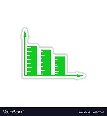 Paper sticker on white background falling graph vector image